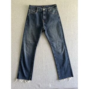 TEX Jeans Woman's 28x28 (tag 40 Not US Sz) Straight Leg Raw Hem Dark Wash‎